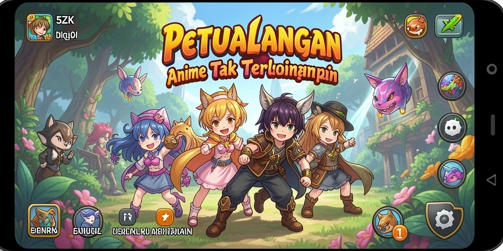 Screenshot gameplay dari 5ZK menampilkan aksi karakter Anime yang seru.