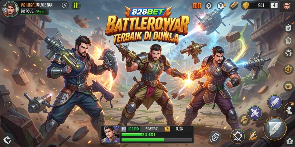 Gameplay intens dalam 828BET dengan pertarungan Battle Royale.