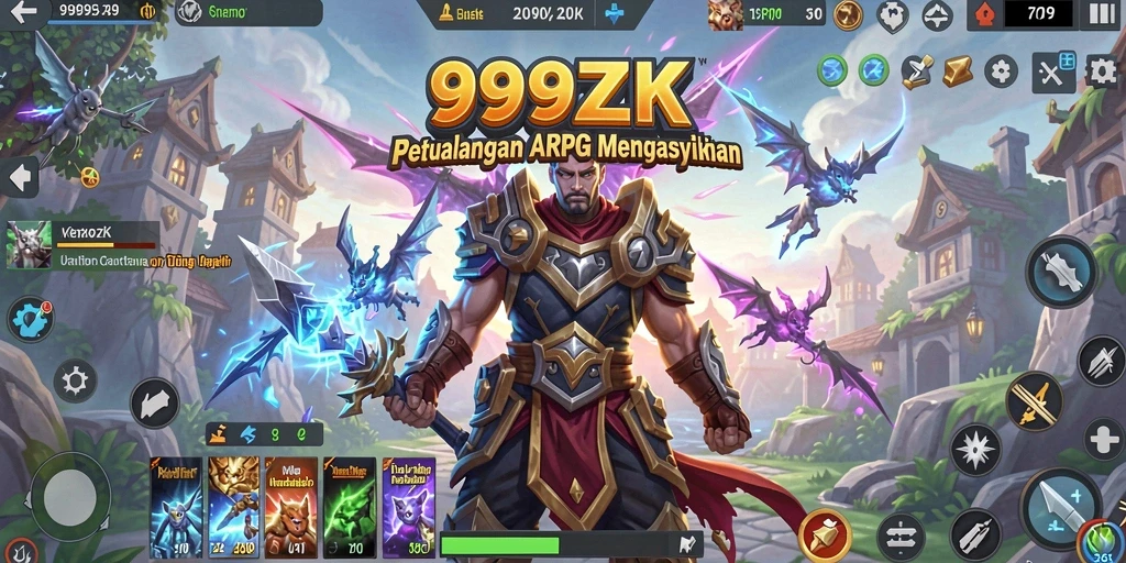 Tampilan gameplay seru di dunia ARPG 999ZK.