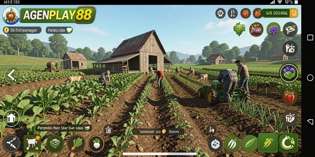 Tangkapan layar AGENPLAY88 menunjukkan aksi seru dalam bertani.