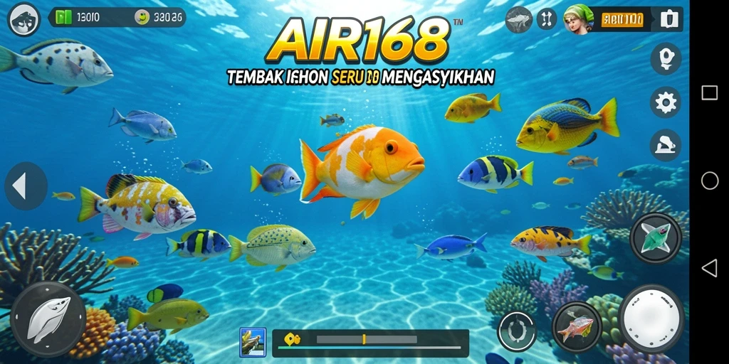 Screenshot menunjukkan gameplay menembak ikan yang menegangkan dan seru.