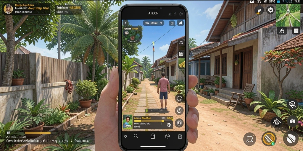 Screenshot gameplay AT866 menampilkan karakter dan lingkungan kehidupan sehari-hari.