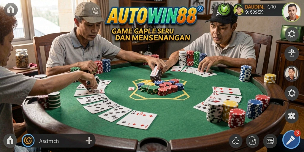 Tampilan screenshot AUTOWIN88 menampilkan gameplay Gaple yang seru.