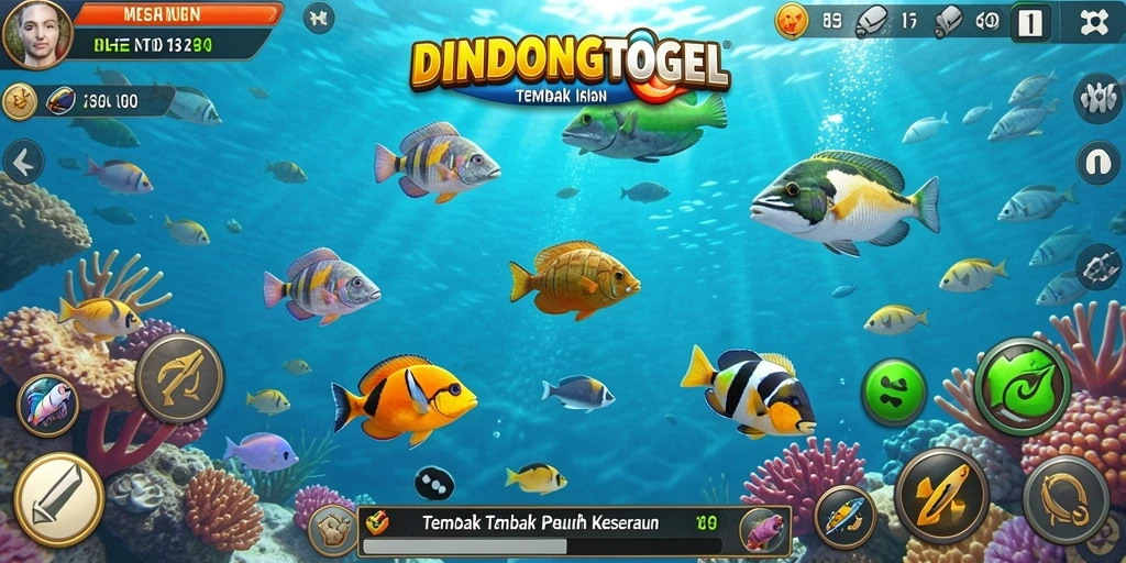 Tangkapan layar gameplay DINGDONGTOGEL saat menembak ikan.