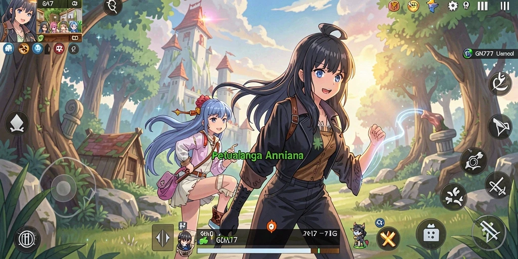 Tampilan gameplay menarik dengan karakter Anime ikonik.