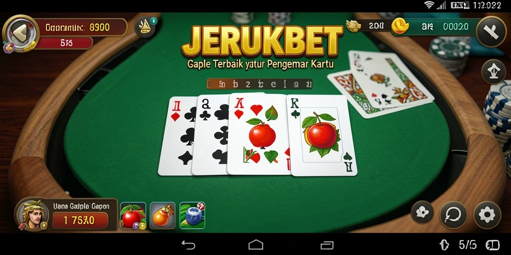 Tampilan gameplay JERUKBET yang menampilkan serunya bermain Gaple.
