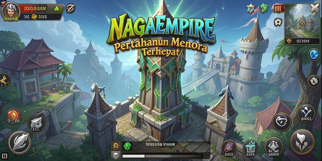 Tampilan gameplay menara dan pertahanan yang mendebarkan di NAGAEMPIRE.