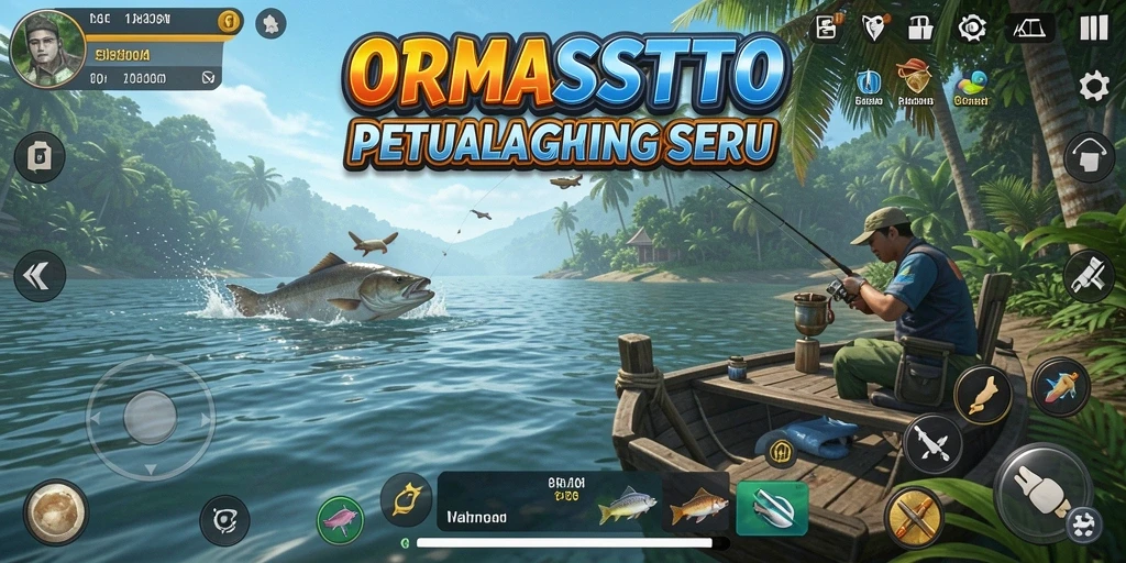 Tampilan gameplay ORMASSTOTO dengan aksi memancing yang seru.