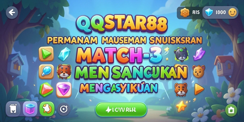 Screenshot permainan QQSTAR88 menampilkan keseruan gameplay Match-3 yang menantang.