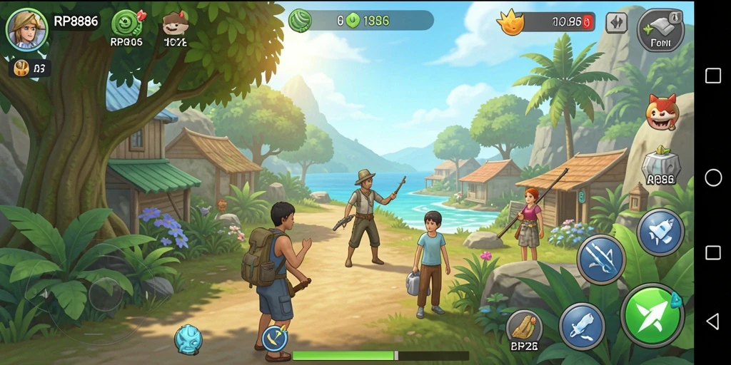 Gameplay RP886 menampilkan interaksi karakter dalam lingkungan simulasi.