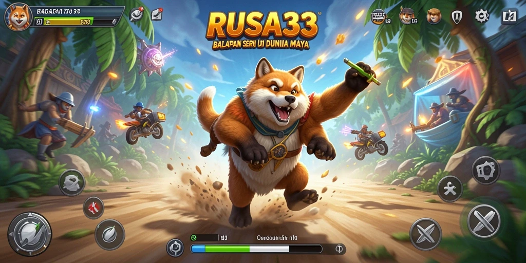 Screenshot gameplay RUSA33 menampilkan balapan menegangkan di trek kompleks.