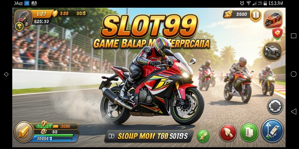 Gameplay mendebarkan dari SLOT99 dengan balapan motor yang menantang.