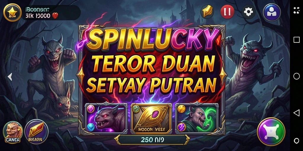 Tampilan gameplay SPINLUCKY yang penuh kengerian dan ketegangan.