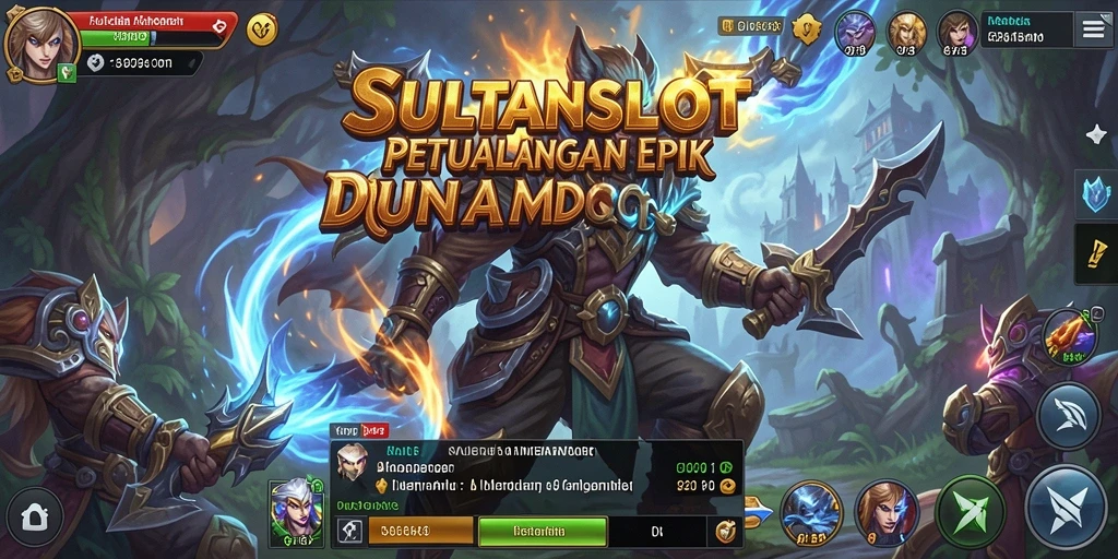Gameplay SULTANSLOT menampilkan pertarungan seru antar karakter di dunia fantasi.