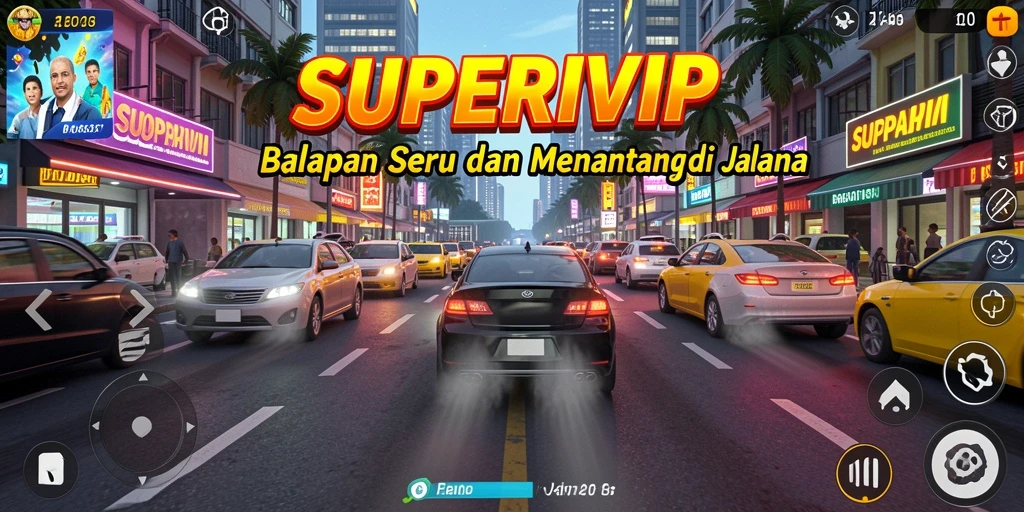 Gameplay balap yang mendebarkan di SUPERVIP dengan grafik menakjubkan.