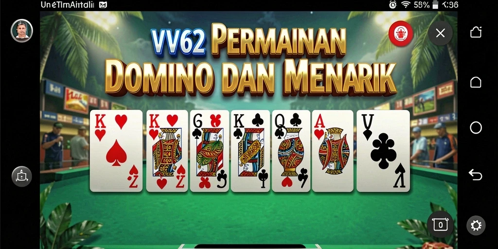 Tampilan gameplay seru dari VV62 yang menampilkan strategi Domino