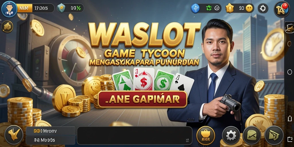 Screenshot utama WASLOT menampilkan gameplay manajemen bisnis yang seru.