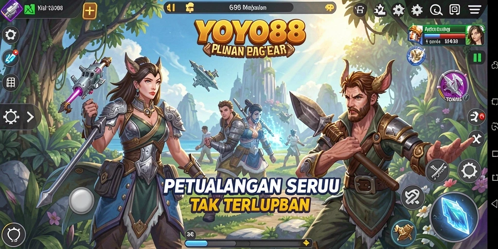 Tangkapan layar utama dari gameplay <strong>YOYO88</strong>, menunjukkan aksi petualangan yang seru.